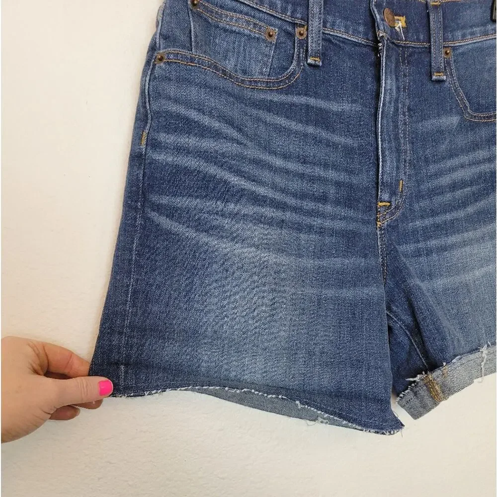 J CREW Classic Denim Jean Short In Pacific Blue Wash High Rise Size 27